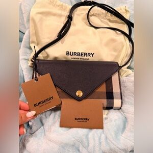 Burberry Black and Tan Check Clutch